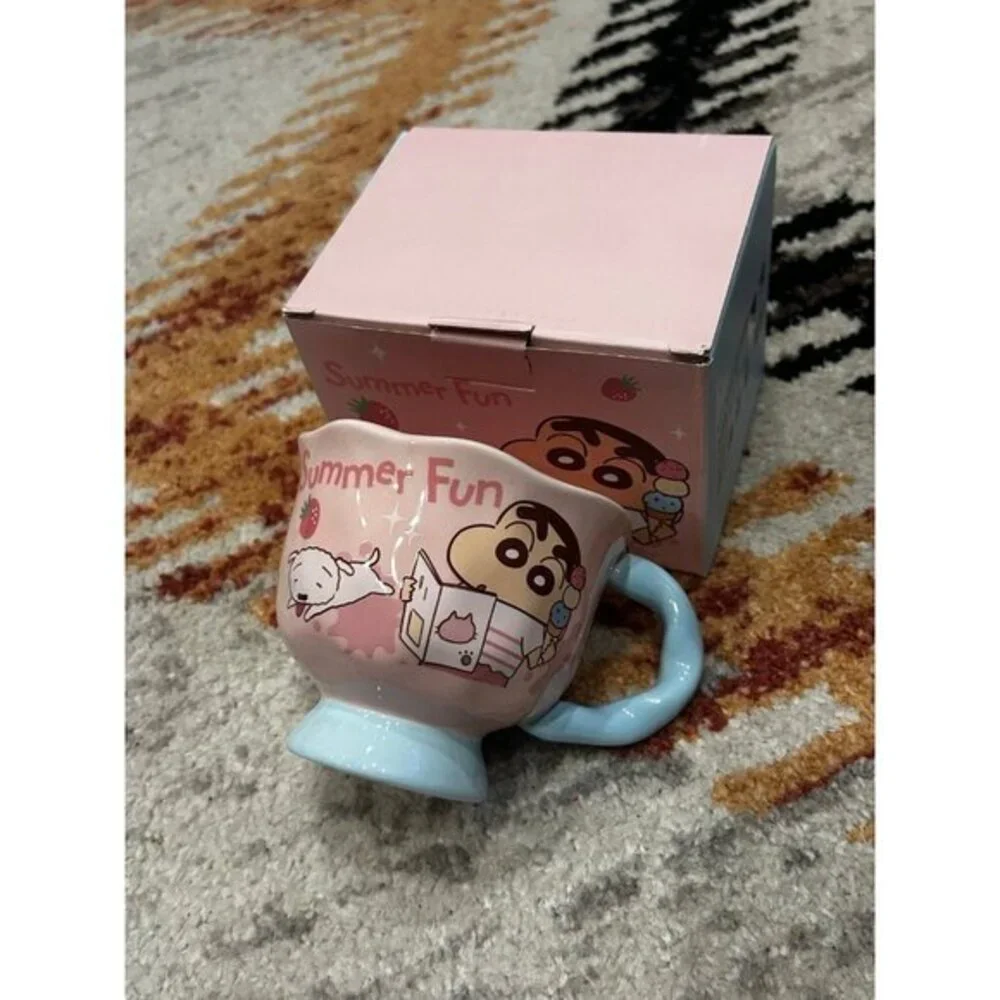 Crayon Shinchan Summer fun pink tea coffee cup mug NIB